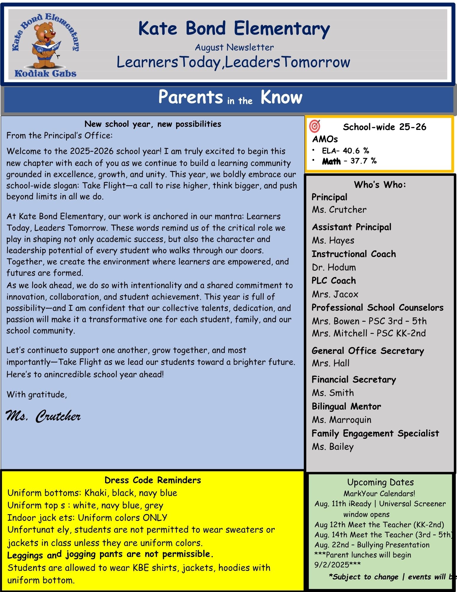 August Parent Newsletter
