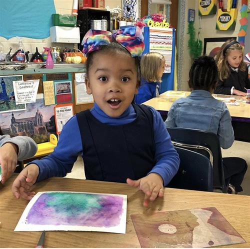 Student printmaking in art 