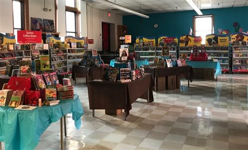 book fair set up in the library 