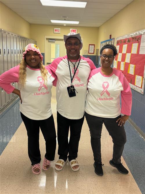 Teachers supporting breast cancer awareness