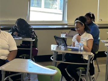 Students working hard